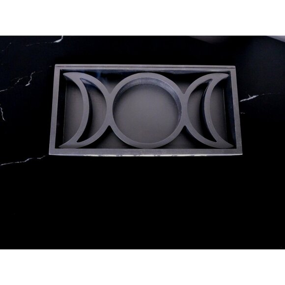 Mystical Moon Phase Tarot Card & Crystal Display Holder Handcrafted Wooden Altar - Picture 3 of 12